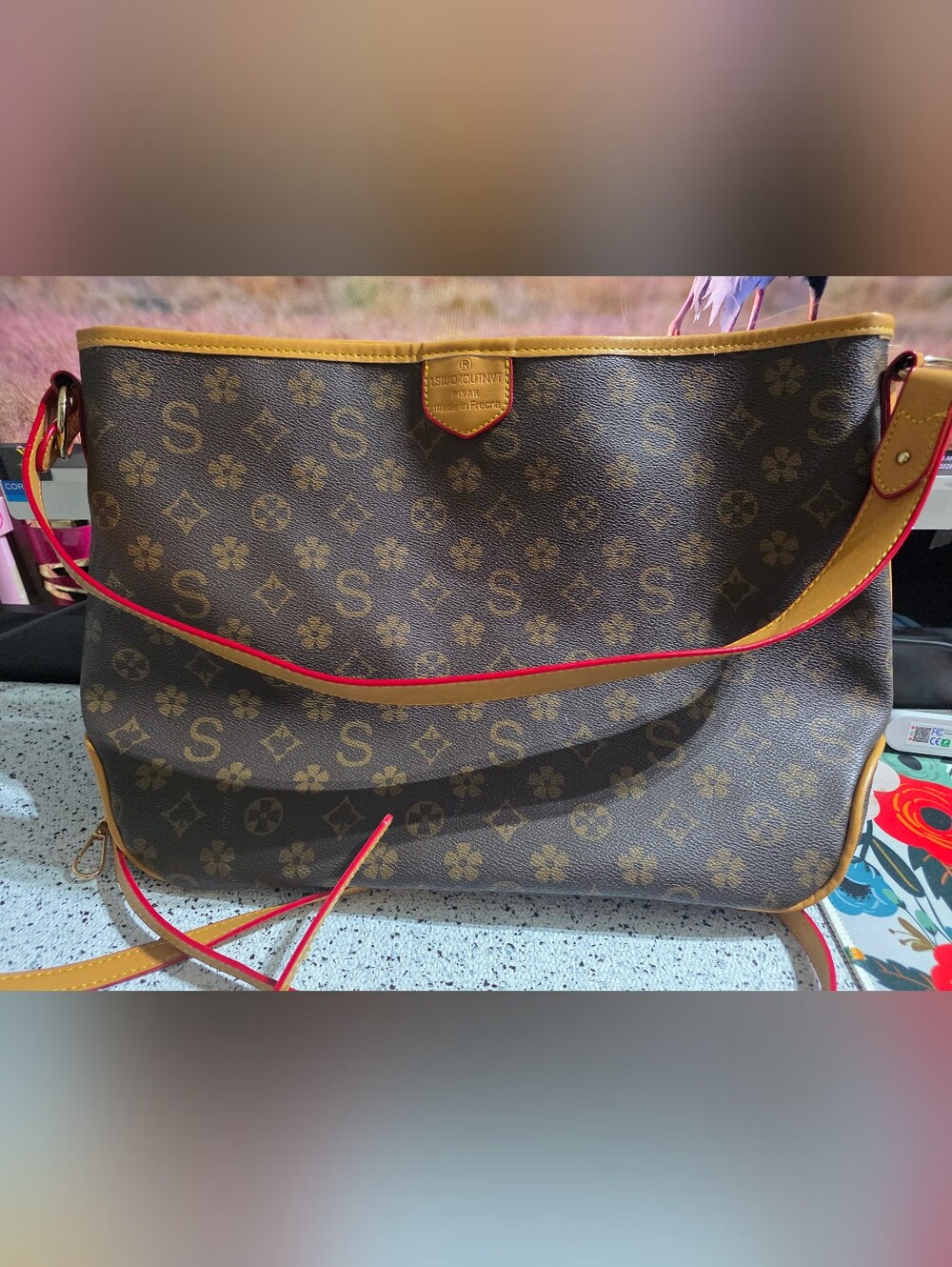 Brown Monogram Tote Bag – Tan Trim – Shoulder Bag